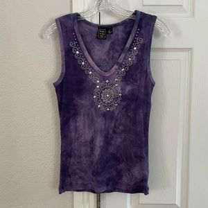 Like new purple the dye with beading detail tank top size Large
